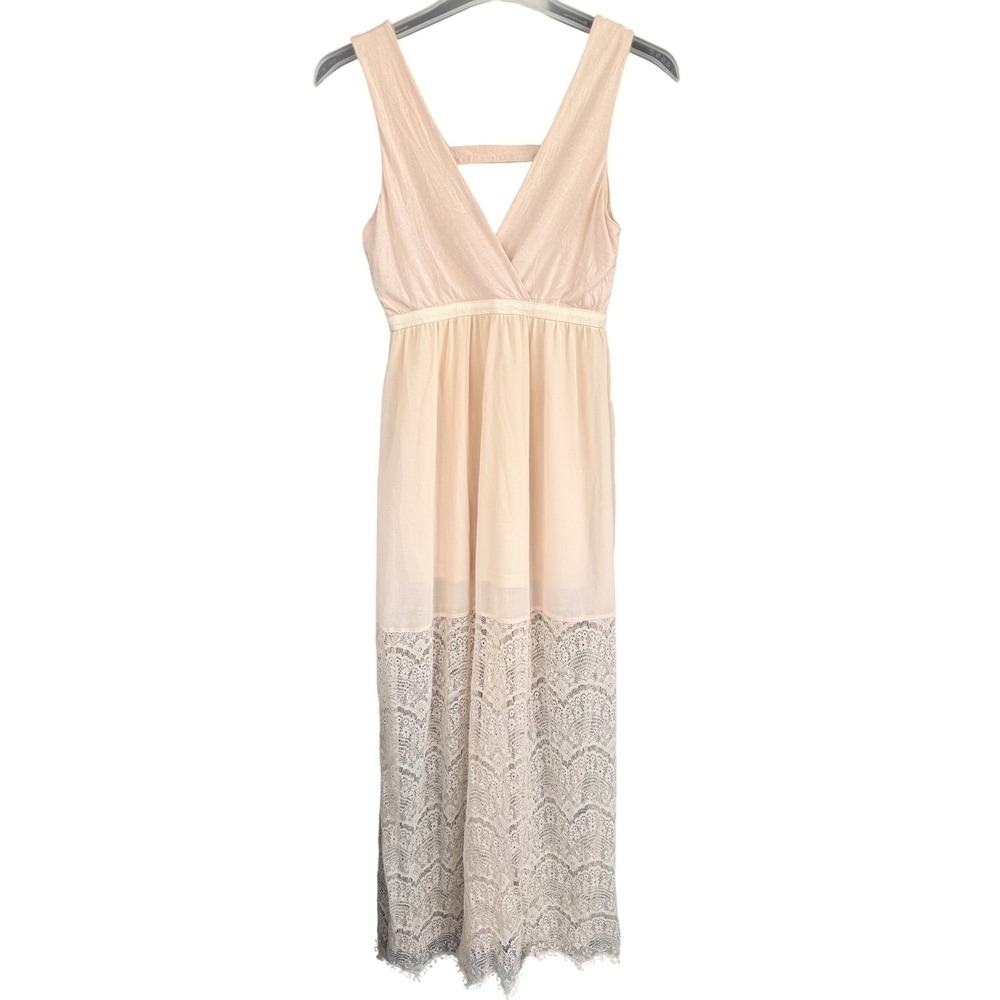 A3‎ Love Riche Maxi Dress Lace Hem V-Neck Fairy Ethereal Y2K Peach VD30213